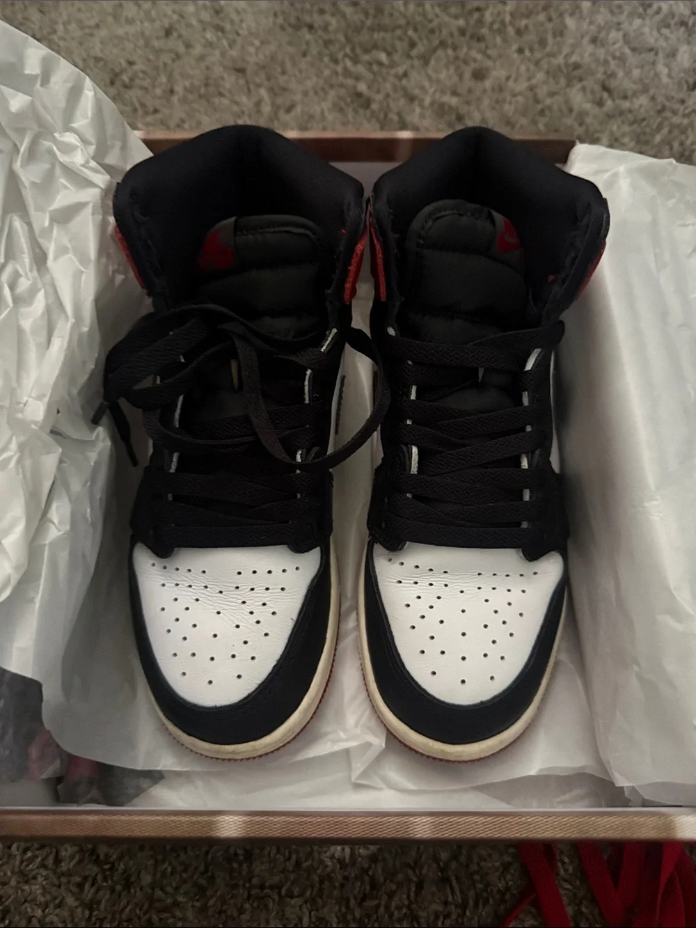 Jordan Kids Red Black White High-Top Sneakers
